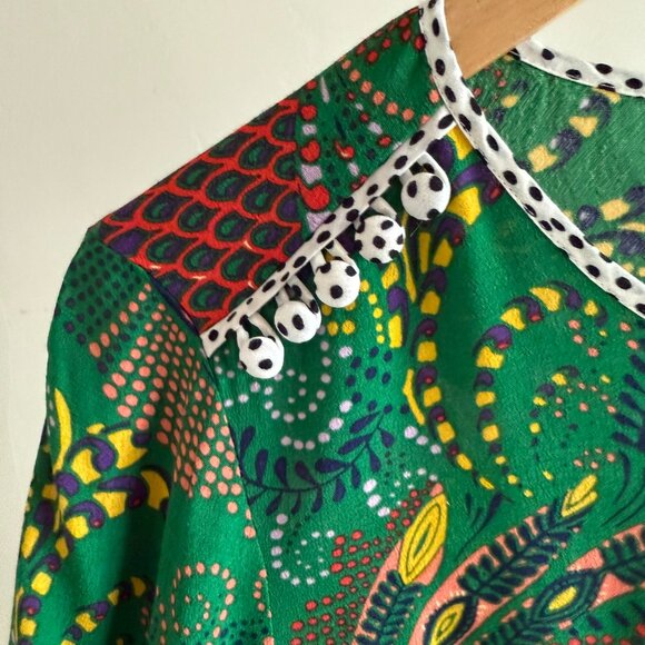 Anthropologie Maeve Green Paisley Mixed Print Janis Dress 2 - Picture 9 of 13